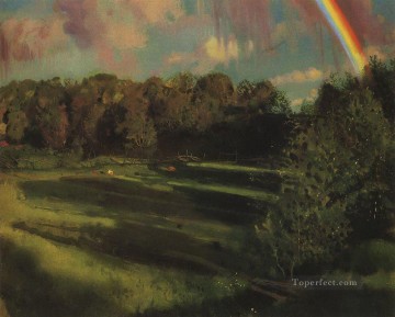 landscape Painting - evening shadows 1917 Konstantin Somov woods trees landscape